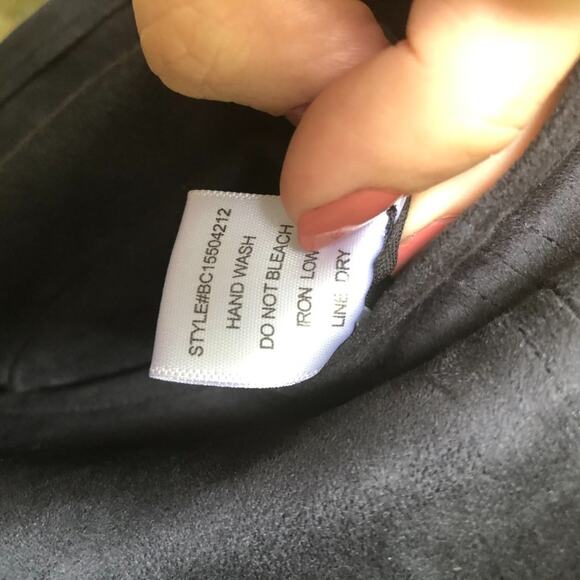 Kendall Kylie Mini Skirt A Line Snap Button Front Faux Suede Black Small - Picture 7 of 7